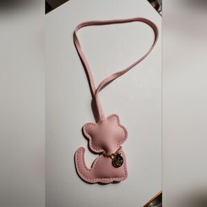 Pink Cat-Shaped Leather Keychain
